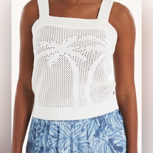 Nautica Tops - Nautica White Palm Tree Knit Sweater Tank Top - L
